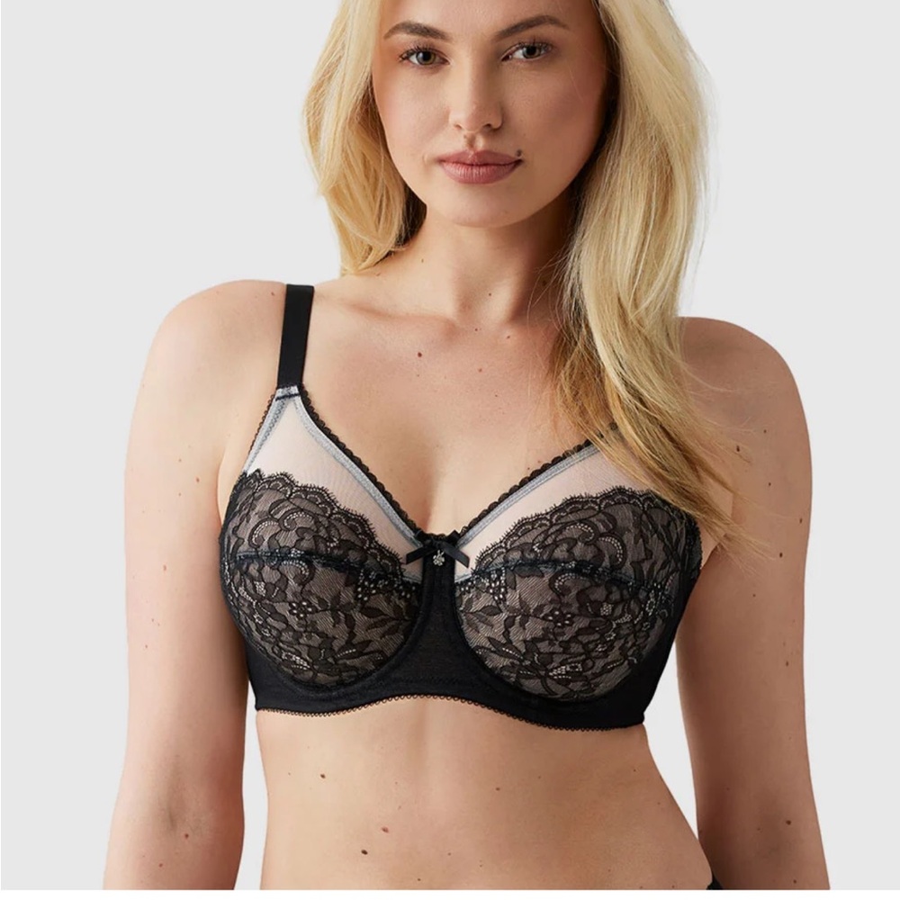 Wacoal Retro Chic Sheer Lace Unpadded Underwire Women's Bra Black 40DDD Sexy EUC
